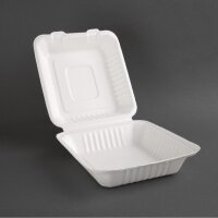 Fiesta Compostable kompostierbare Menüboxen aus Bagasse mit Klappdeckel 22,3cm (200 Stück)