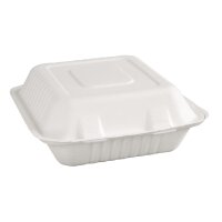 Fiesta Compostable kompostierbare Menüboxen aus Bagasse mit Klappdeckel 22,3cm (200 Stück)