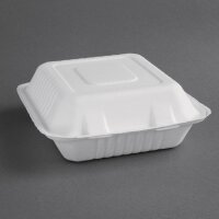 Fiesta Compostable kompostierbare Menüboxen aus Bagasse mit Klappdeckel 22,3cm (200 Stück)