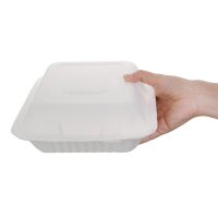 Fiesta Compostable kompostierbare Menüboxen aus Bagasse mit Klappdeckel 3-geteilt (200 Stück)