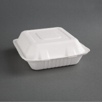 Fiesta Compostable kompostierbare Menüboxen aus Bagasse mit Klappdeckel 3-geteilt (200 Stück)