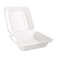 Fiesta Compostable kompostierbare Menüboxen aus Bagasse mit Klappdeckel 23,6cm (200 Stück)