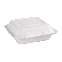 Fiesta Compostable kompostierbare Menüboxen aus Bagasse mit Klappdeckel 23,6cm (200 Stück)