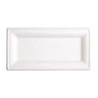 Fiesta Compostable kompostierbare rechteckige Teller aus Bagasse 25,8cm (50 Stück)