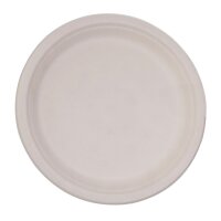 Fiesta Compostable kompostierbare Teller aus Bagasse rund ungefärbt 26cm (50 Stück)