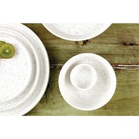 Flache runde Teller Olympia Cavolo weiß gesprenkelt 22
