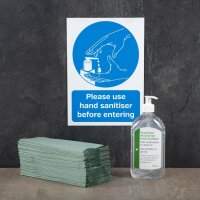 Bitte verwenden Sie Händedesinfektionsmittel, bevor Sie