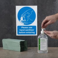 Bitte verwenden Sie Händedesinfektionsmittel, bevor Sie