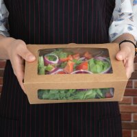 Fiesta Recycelbare Salatbox mit PET-Fenster 1600ml (Packung mit 100 Stück)